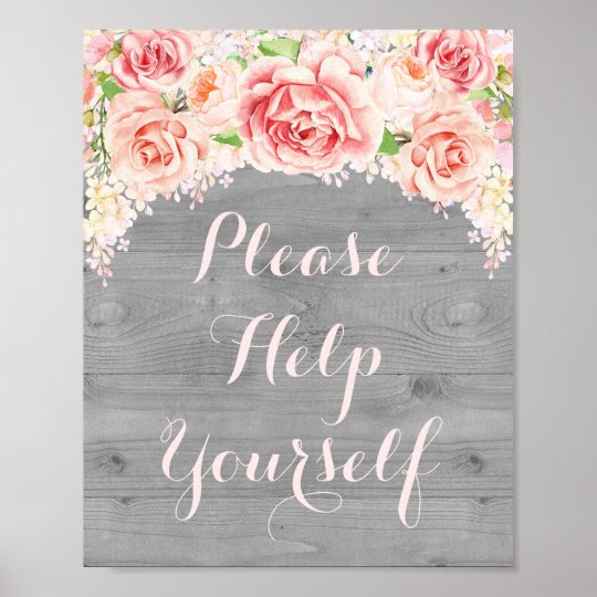 Please Help Yourself Sign Pink Watercolor Wood