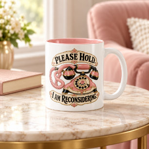 Please Hold Reconsidering Enamel Telephone Mug