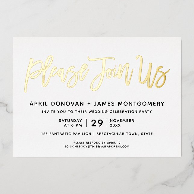 Please Join Us Brush Typography Wedding (Front)