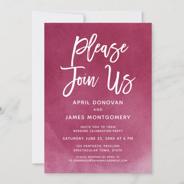 Please Join Us Brush Typography Wedding Invitation (Front)