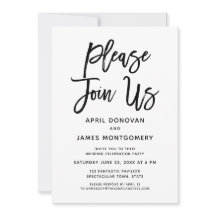 Please Join Us Brush Typography Wedding Invitation