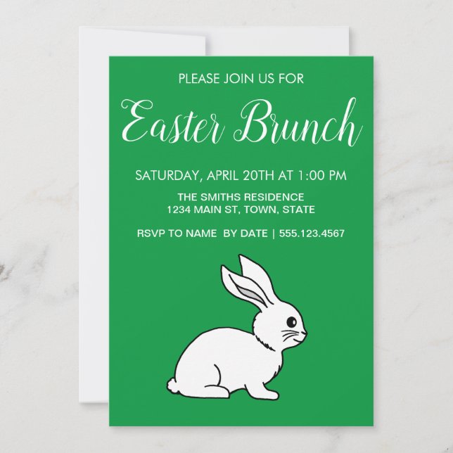 Please Join Us For Easter Brunch Green Background Invitation (Front)