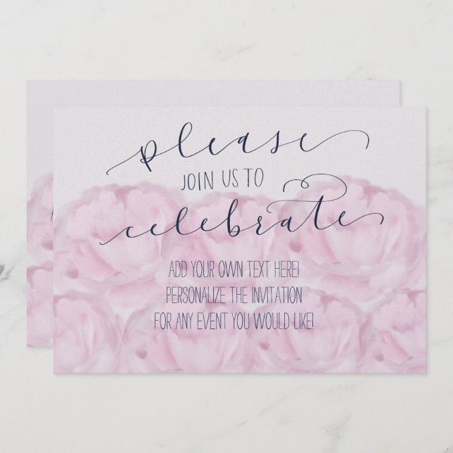 Please join us to celebrate calligraphy and peony invitation (Front/Back)