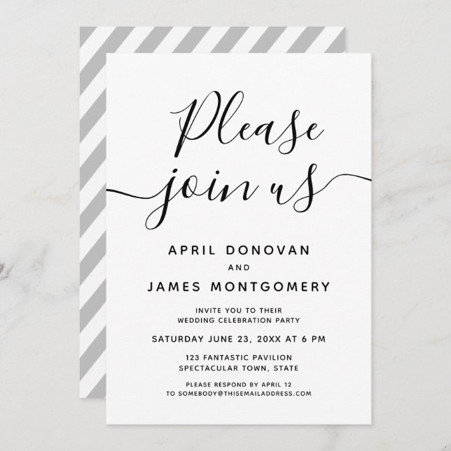 Please Join Us Typography Wedding Invitation (Front/Back)