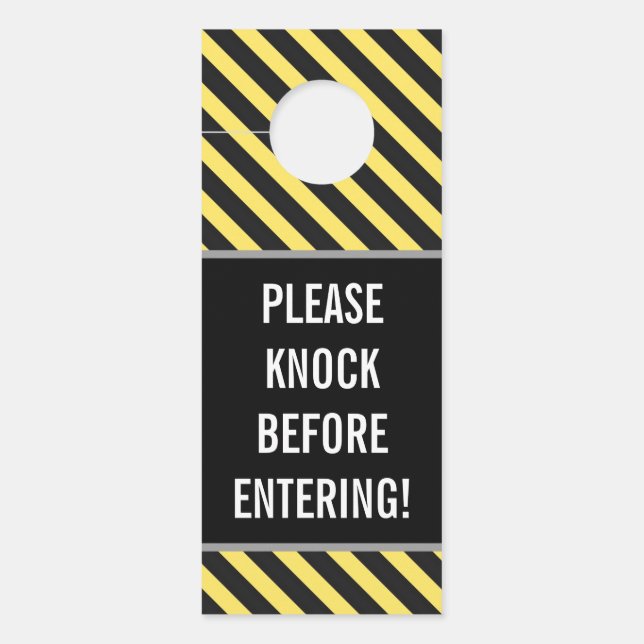 "PLEASE KNOCK BEFORE ENTERING!" + Stripes Door Hanger (Front)