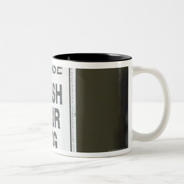 Please leash your dog sign Two-Tone coffee mug (Right)