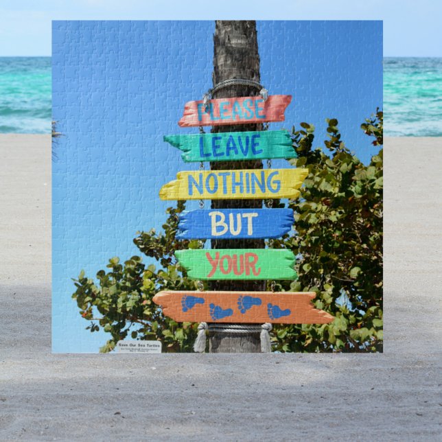 Please Leave Nothing But Your Footprints Beach Jigsaw Puzzle (Creator Uploaded)