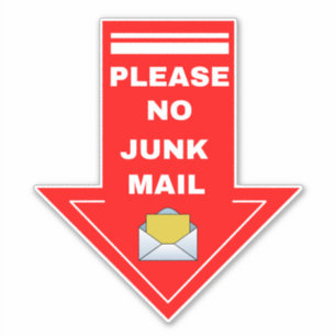 Please No Junk Mail Sign - Red Arrow