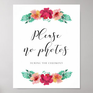 Please no photos floral design wedding sign
