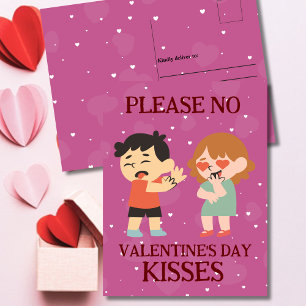 Please No Valentine's Day Kisses Funny Cartoon Holiday Postcard