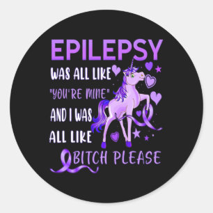 Please Purple Ribbon S Epilepsy Awareness  Classic Round Sticker