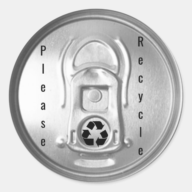 Please Recycle Soda Pop Beer Can Lid  Classic Round Sticker (Front)