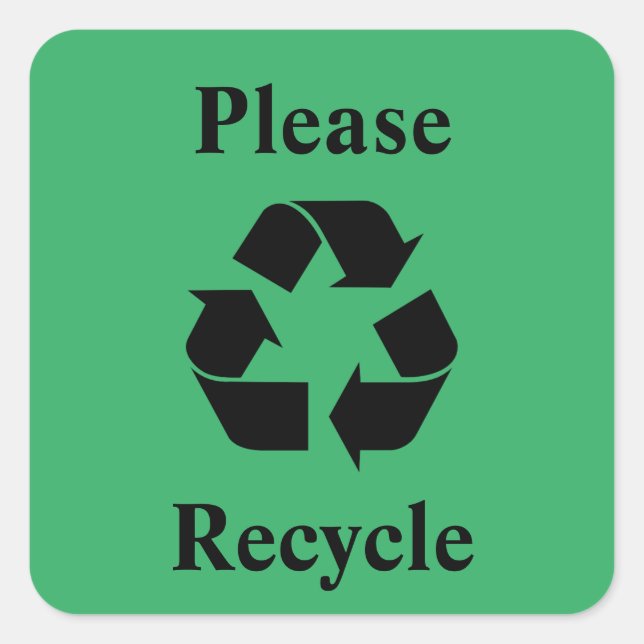 Please Recycle with Recycling Symbol on Green Square Sticker (Front)
