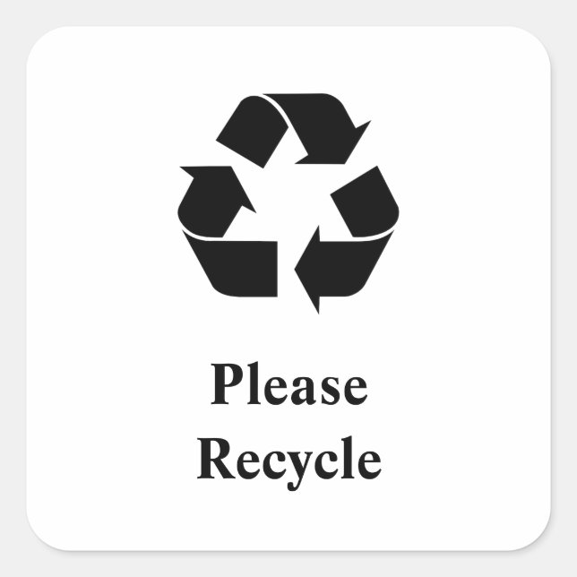 Please Recycle with Recycling Symbol Square Sticker (Front)