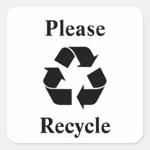 Please Recycle with Recycling Symbol Square Sticker