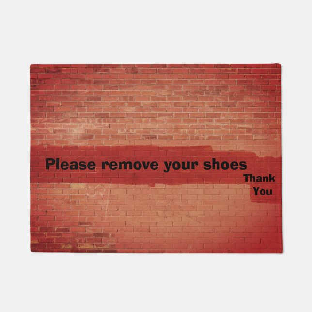 "Please remove your shoes. Thank you" Fun Unique Doormat (Front)