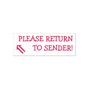 "PLEASE RETURN TO SENDER!" + Arrow Rubber Stamp
