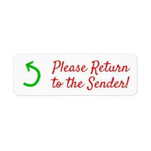 "Please Return to the Sender!" + Arrow Label Return Address Label