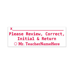 "Please Review, Correct, Initial & Return" Self-inking Stamp