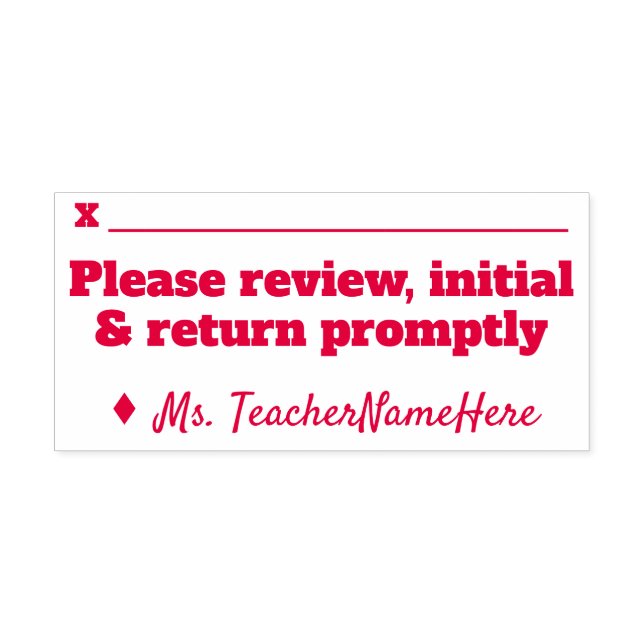 "Please review, initial & return promptly" + Name Self-inking Stamp (Design)