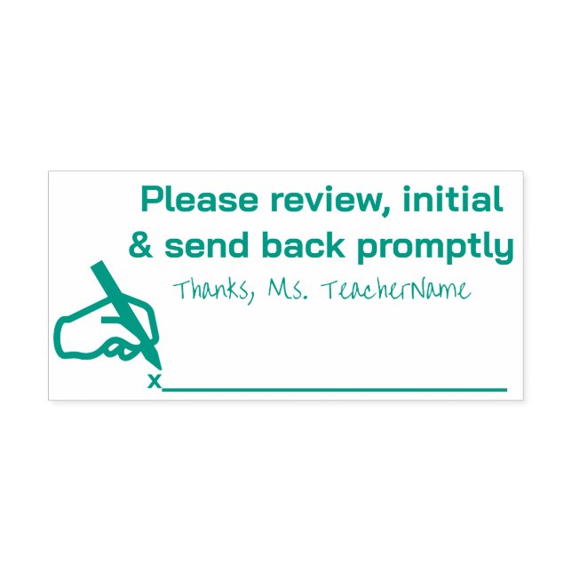 "Please review, initial & send back promptly" Self-inking Stamp (Design)
