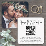 Please RSVP Online Wedding QR Code & Photo Square Enclosure Card<br><div class="desc">Share one of your engagement or wedding photos and simplify RSVP responses with chic modern QR Code enclosure cards. Picture and all text are simple to customize, including wording that reads "please rsvp online". (IMAGE PLACEMENT TIP: An easy way to center a photo exactly how you want is to crop...</div>