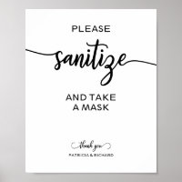 Please Sanitise And Take A Mask Wedding Sign