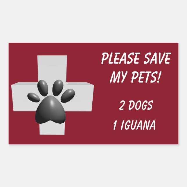 Please Save My Pets! Rectangular Sticker (Front)