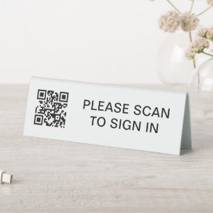 Please Scan to Sign In QR Code Tabletop Tent Sign