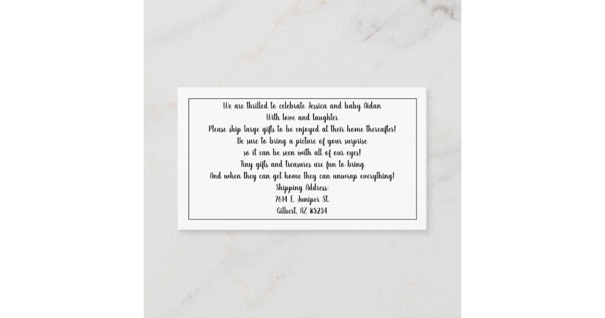 Please Ship Gifts for Baby Shower Enclosure Cards Zazzle