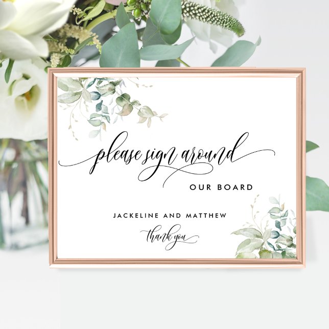 "Please Sign Around" board, Elegant Greenery Sign (Creator Uploaded)
