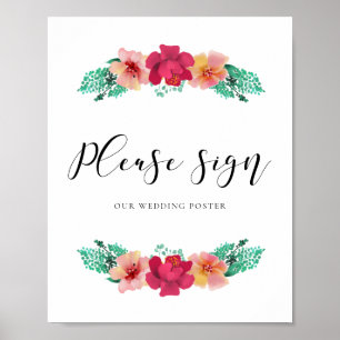 Please sign - Floral design Custom wedding sign