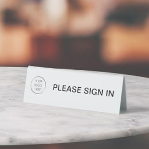 Please Sign In Business Logo Branded Tent Sign