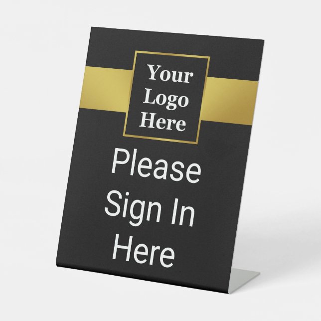 Please Sign In Here Black and Gold Business Logo (Front)