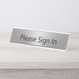 Please Sign In Silver and Black