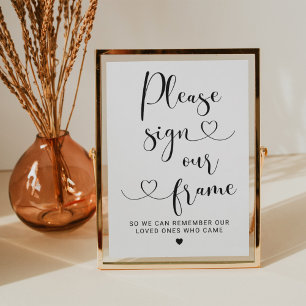 Please Sign Our Frame Heart Script Wedding Sign Invitation