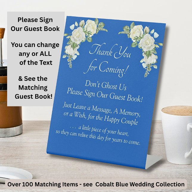 Please Sign Our Guest Book Cobalt Blue & White (Creator Uploaded)