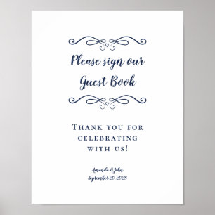 Please Sign Our Guest Book Elegant Blue Wedding