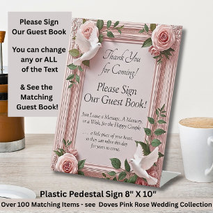 Please Sign Our Guest Book Pink Roses & Doves