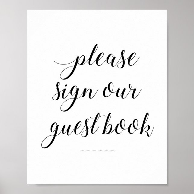 Please Sign Our Guest Book Sign Elegant Wedding (Front)