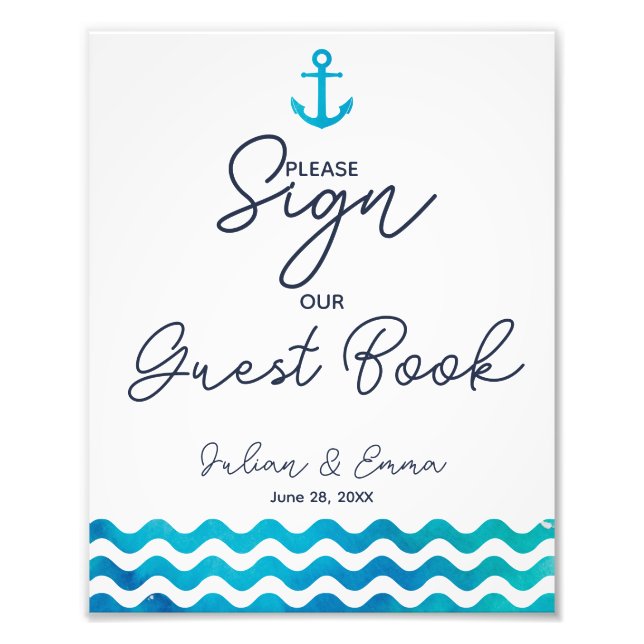 Please sign our guest book sign navy (Front)