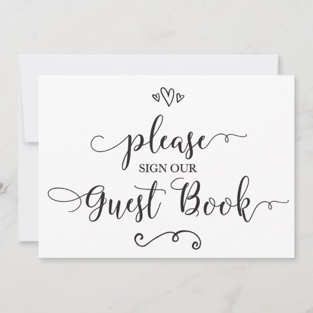 Please Sign Our Guest Book Wedding Sign Invitation (Front)