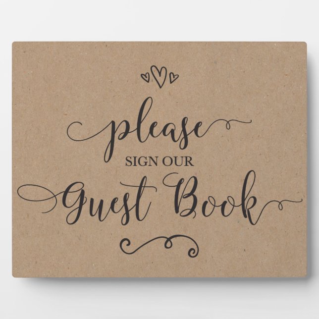Please Sign Our Guest Book Wedding Sign Plaque (Front)