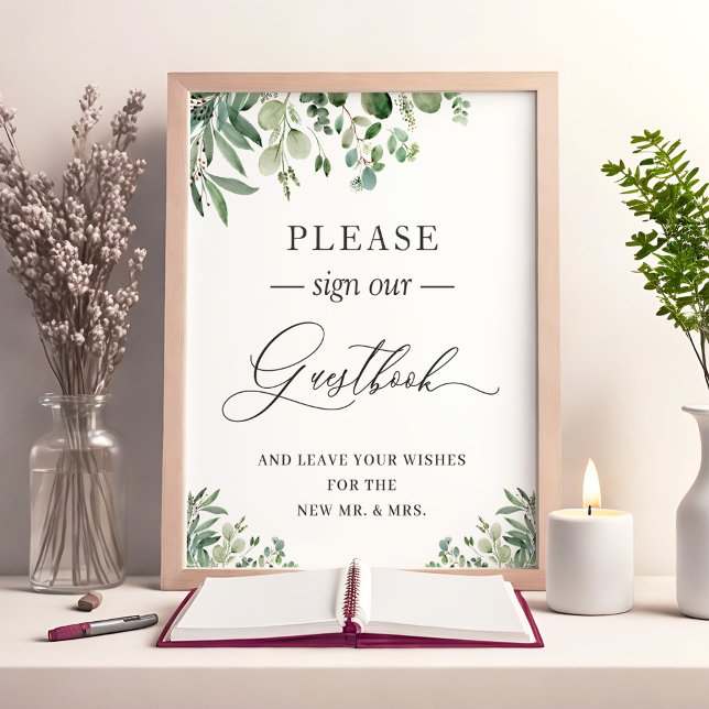 Please Sign Our Guestbook Chic Eucalyptus Leaves (Creator Uploaded)
