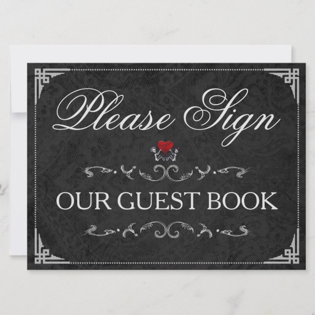 Please Sign Our GuestBook Halloween Skeletons Sign Invitation (Front)