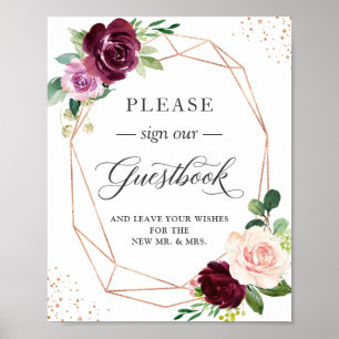 Please Sign Our Guestbook Plum Purple Blush Floral