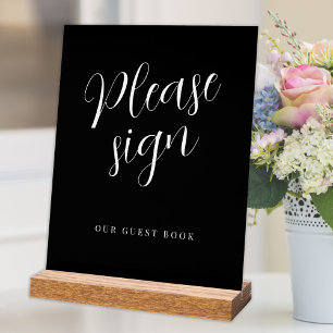 Please sign our wedding guest book black acrylic