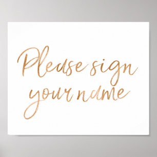 Please Sign Your Name Rose Gold 8x10 Wedding Sign