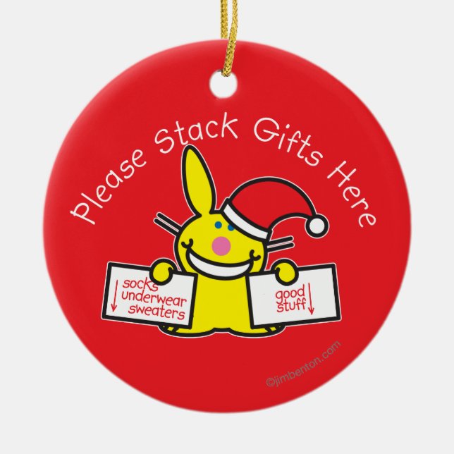 Please Stack Gifts Here Ceramic Tree Decoration (Front)