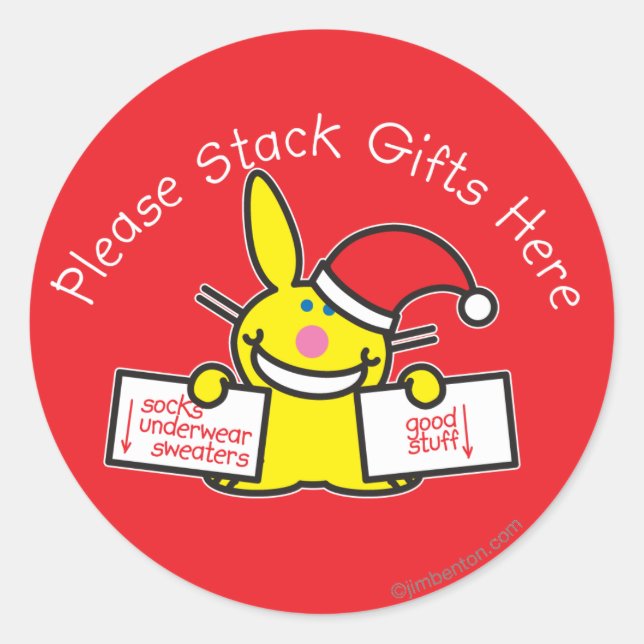 Please Stack Gifts Here Classic Round Sticker (Front)